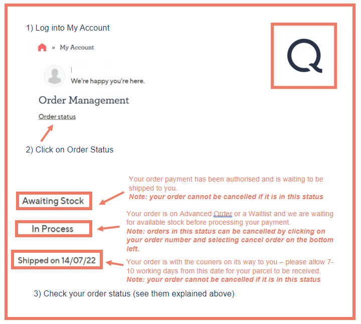 Viewing Your Order Status on the Website